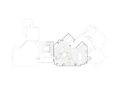 Apartamento de Sheldon y Leonard. Escala_ 1:150 en A5. Recorridos y espacios donde la comida interviene.