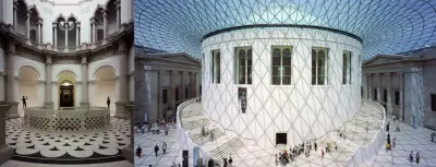 Izquierda: Caruso St John_ Tate Britain. Derecha: Norman Foster_ British Museum